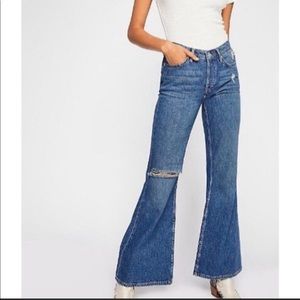 NWT distressed bell flare jeans